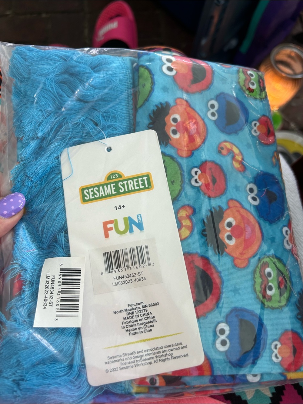Sesame Street Kids Blue Elmo & Friends Fuzzy Scarf